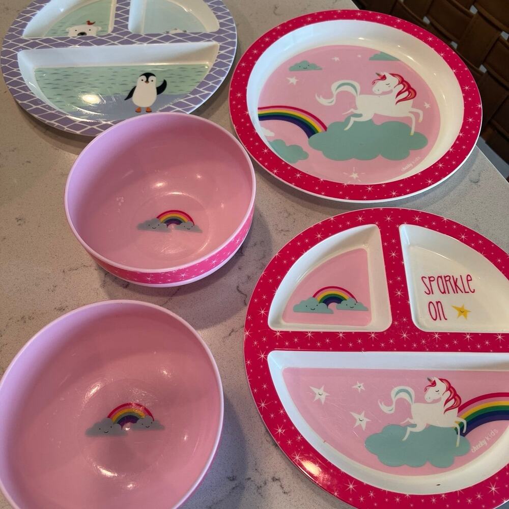 5 piece toddler plate and bowl set